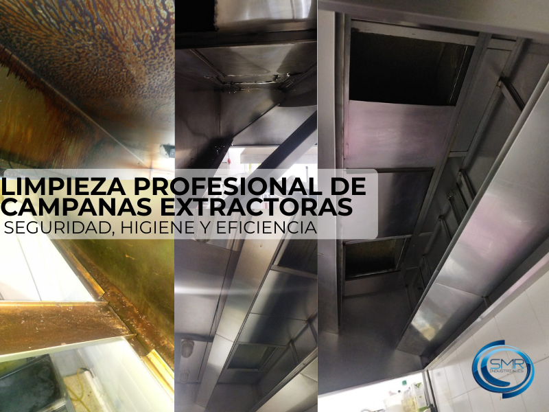Servicio de limpieza y desengrase profundo de campanas extractoras para restaurantes y cocinas industriales por SMR Industriales.